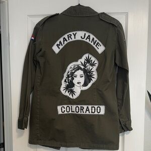 Mary Jane Green Utility Jacket Button-Up Long Sleeve